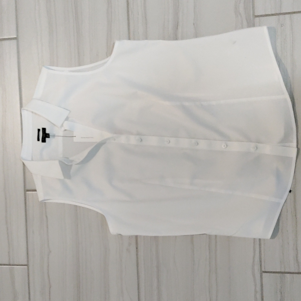Talbots White Sleeveless Non-Iron Shirt Size 12P NWT